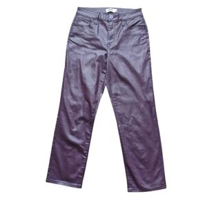 NEW Edgely Waxed  Pants Slim Straight Ankle High-Rise 10 Merlot Burgundy